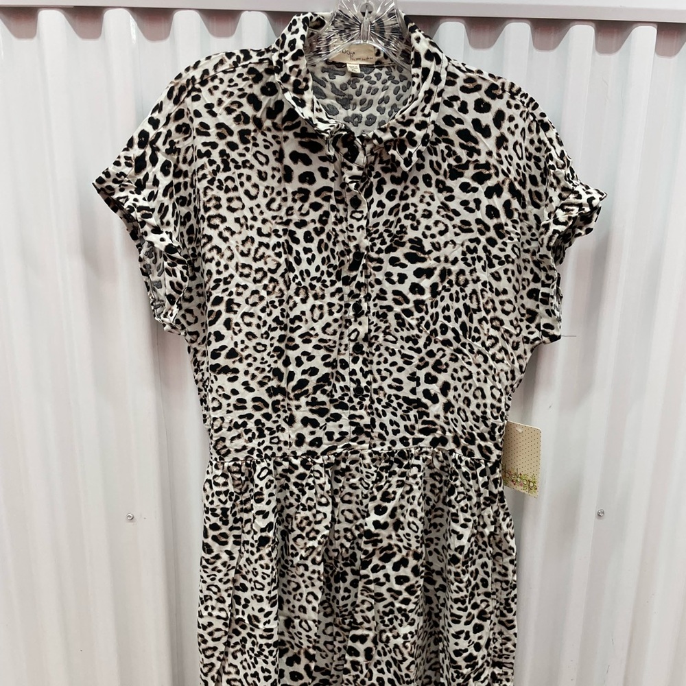 Bebop Leopard Print Short Sleeve Dress Size XL